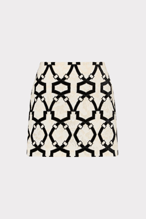 Jayla Velvet Flocked Lace Skirt White/Black Image 1 of 4