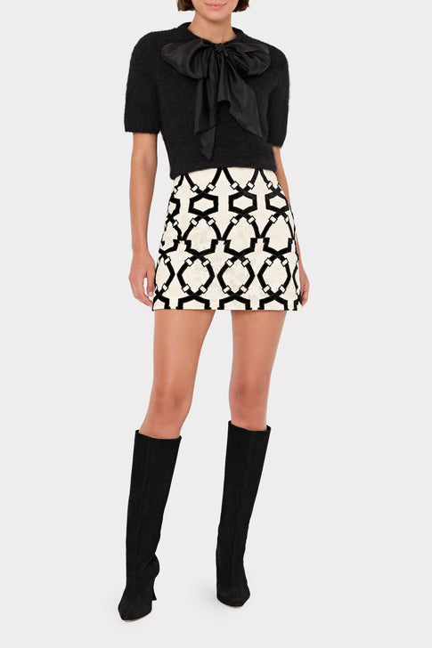 Jayla Velvet Flocked Lace Skirt White/Black Image 2 of 4