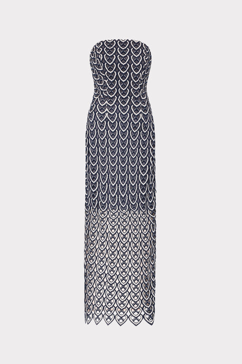 navy white midi dress Lady Black Tie - Navy & White Contrast Midi Dress