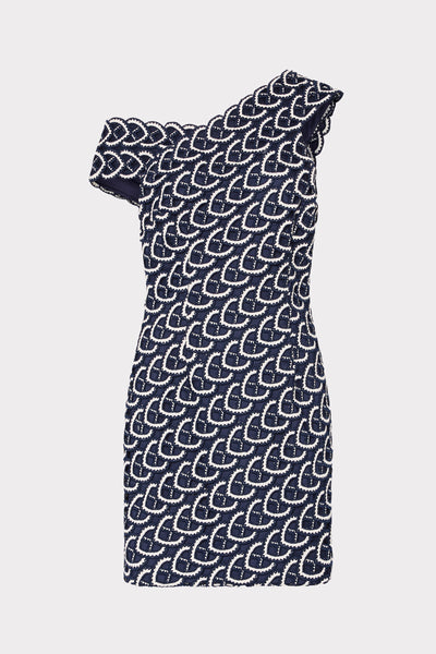 Leah Lace Mini Dress in Navy/White | MILLY
