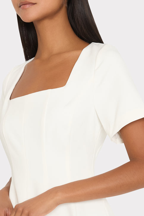 Joy Lace Combo Mini Godet Dress White Image 4 of 5