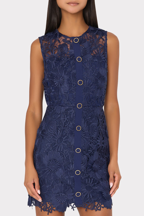 Judy Lace Mini Dress Navy Image 3 of 5