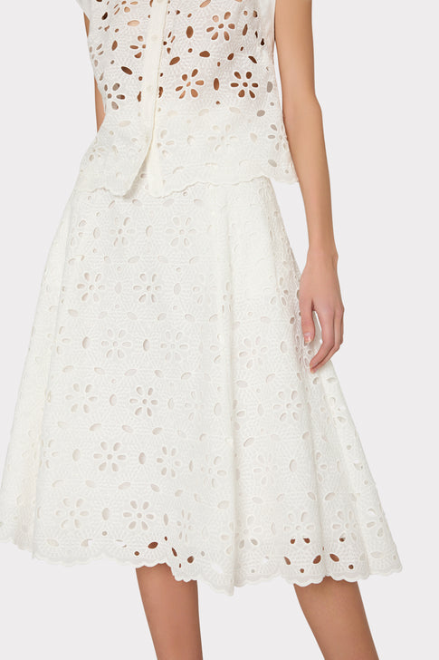 Noella Floral Eyelet Skirt White Image 3 of 4