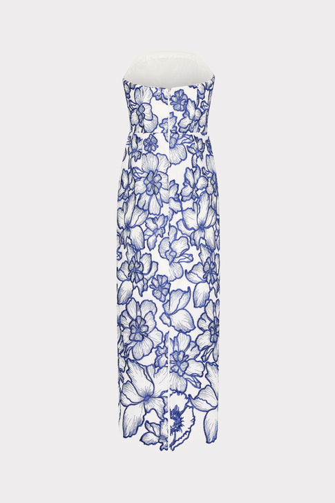 Kait Floral Garden Embroidered Dress Blue/White Image 5 of 5