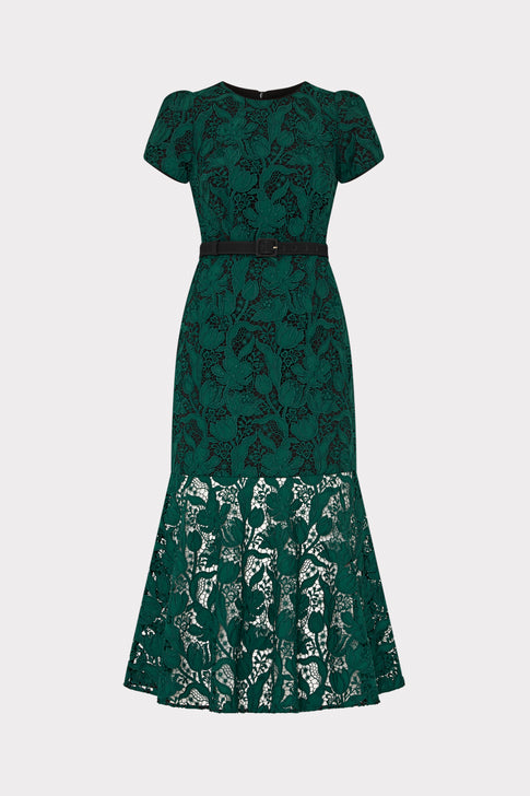 Tahlia Tulip Garden Lace Dress Dark Green Image 1 of 5