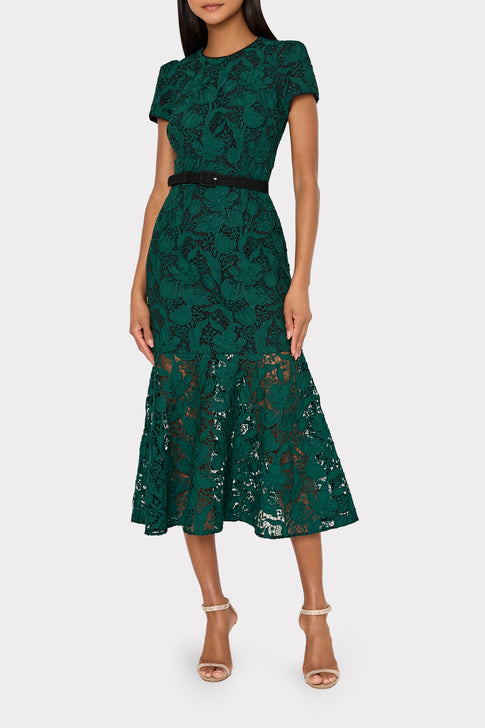 Tahlia Tulip Garden Lace Dress Dark Green Image 2 of 5
