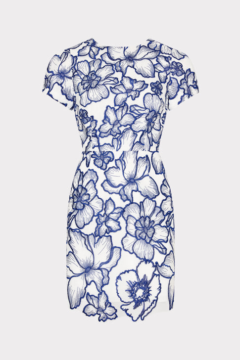 Kyla Floral Garden Embroidered Dress Blue/White Image 1 of 5