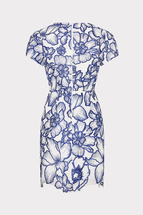 Kyla Floral Garden Embroidered Dress Blue/White Image 5 of 5