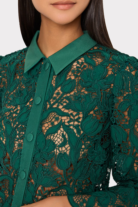 Tulip Garden Lace Blouse Dark Green Image 3 of 4