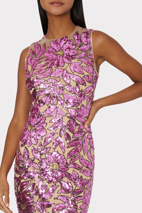 Kinsley Floral Garden Sequin Dress Pink Multi Image 3 of 4