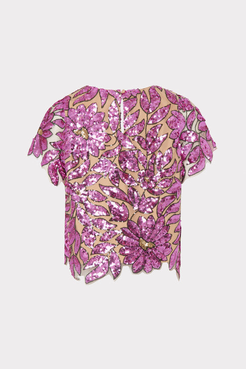 Katelynn Floral Garden Sequins Tee Pink Multi Image 4 of 4