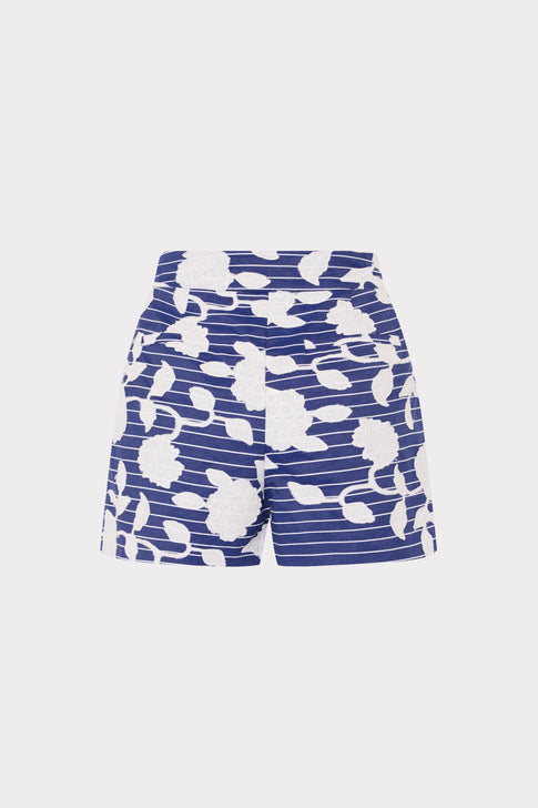 Blue White Floral Amanda Shorts - Back View Flat Lay | MILLY