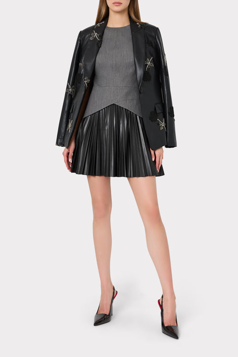 Black Beaded Leather Blazer - On Model Full Length Styled Look | MILLY