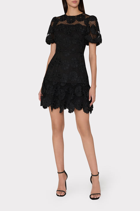 daisy lace mini dress HELSI Women's Daisy Floral Appliqu Lace Cocktail Minidress - White