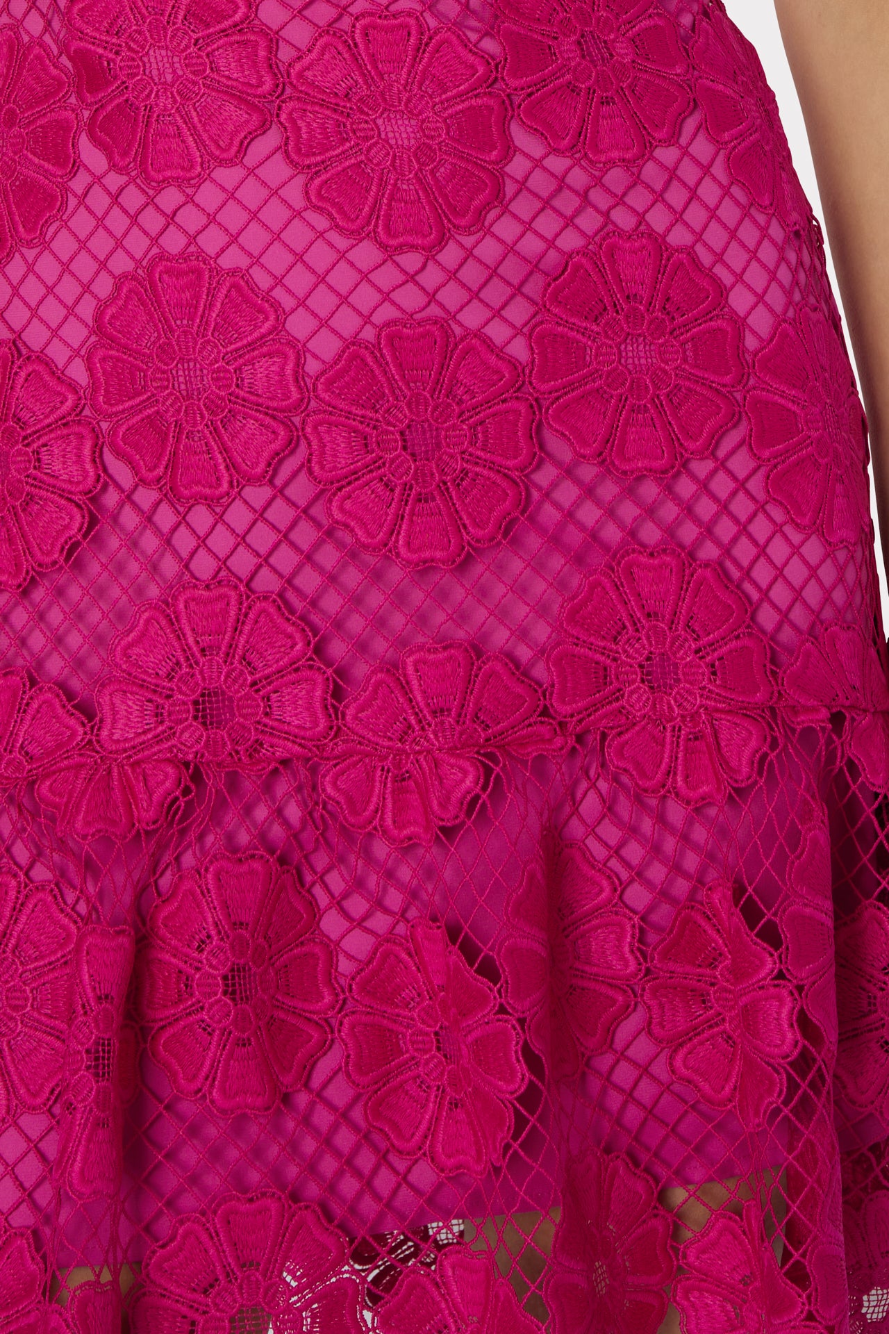 fitted lace wedding dress Yasmin Daisy Lace Mini Dress in Milly Pink main image 1