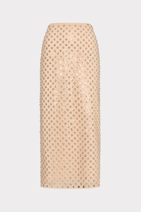Rosemary Sequin Embroidered Skirt Nude Image 1 of 4