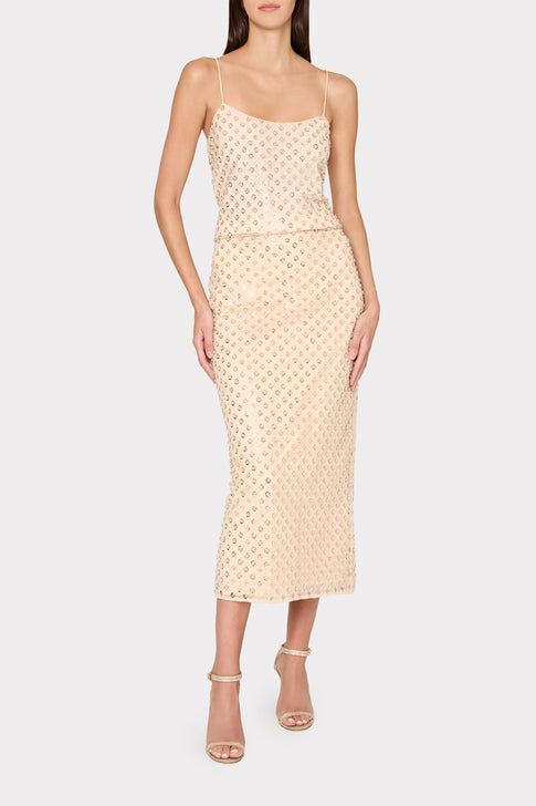 Rosemary Sequin Embroidered Skirt Nude Image 2 of 4