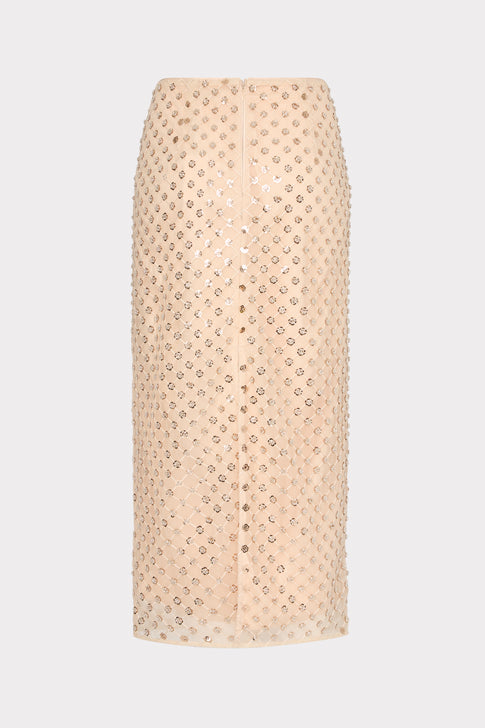 Rosemary Sequin Embroidered Skirt Nude Image 4 of 4
