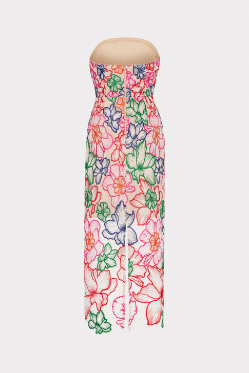 Cascading Floral Embroidered Midi Dress Multi Image 5 of 5