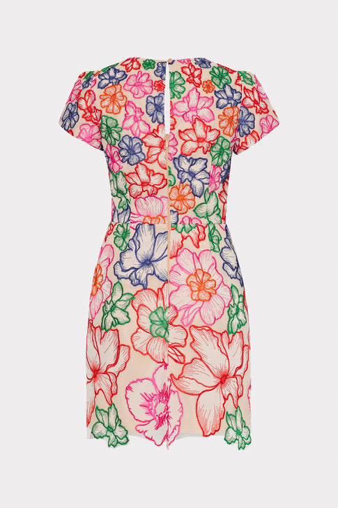 Kyla Cascading Floral Embroidered Dress Multi Image 4 of 4