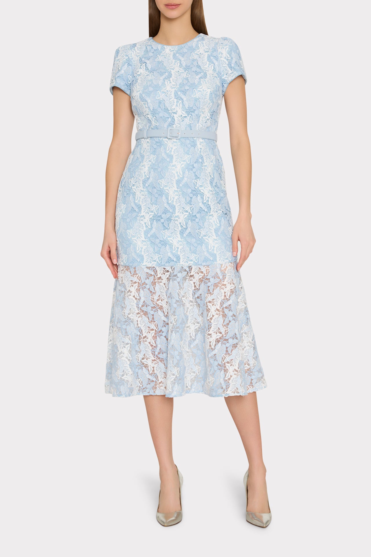 milly blue lace dress Yasmin Butterfly Lace Dress in White/Blue