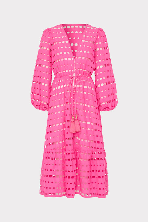 Fiona Geo Eyelet Cover-Up Dress Pink Image 1 of 5