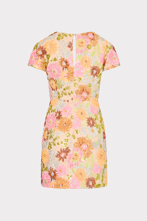 Rowen Floral Blossom Sequins Dress Orange Multi Image 4 of 4