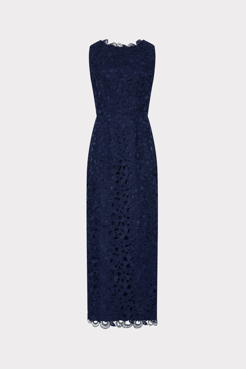 Navy Lace Molly Maxi Gown - Front View | MILLY