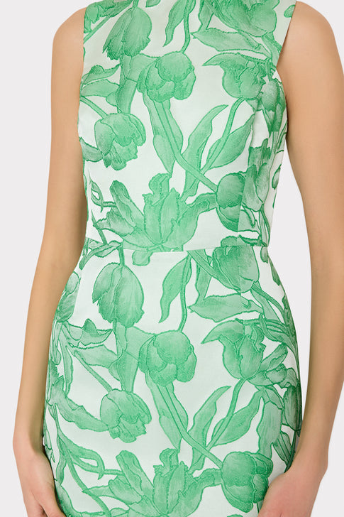 Leilani Tulip Jacquard Mini Dress Green Multi Image 3 of 4