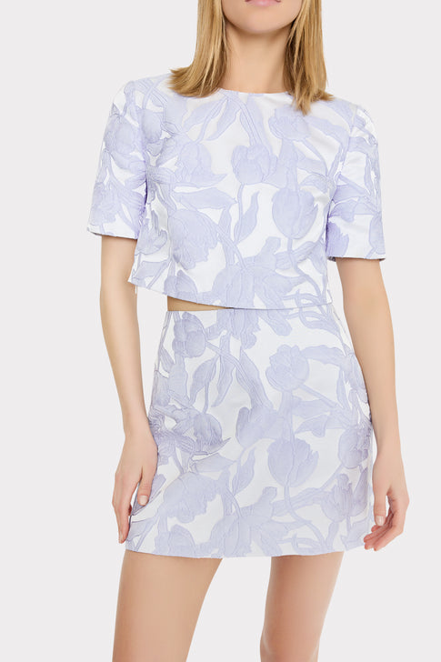 Tulip Jacquard Modern Mini Skirt Periwinkle/Multi Image 3 of 5
