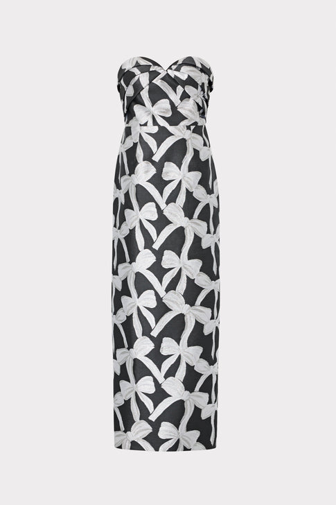 Donna Ribbon Jacquard Dress Black/Silver Image 1 of 4