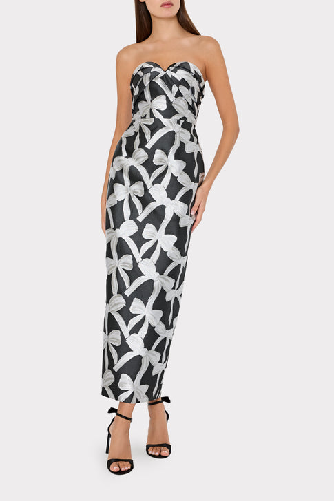 Donna Ribbon Jacquard Dress Black/Silver Image 2 of 4