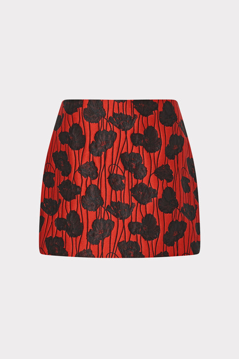 Modern Mini Poppy Jacquard Skirt Red/Black Image 1 of 5