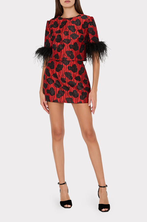 Modern Mini Poppy Jacquard Skirt Red/Black Image 3 of 5