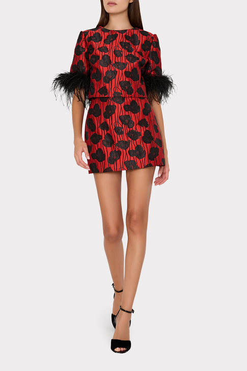 Modern Mini Poppy Jacquard Skirt Red/Black Image 2 of 5