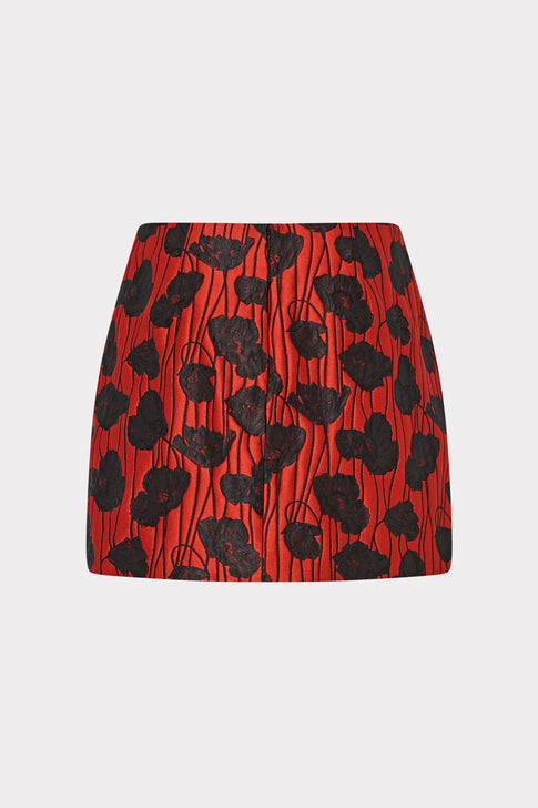 Modern Mini Poppy Jacquard Skirt Red/Black Image 5 of 5