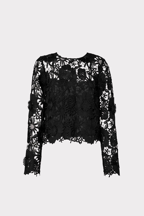 Nori 3D Lace Shirt Black Image 1 of 4
