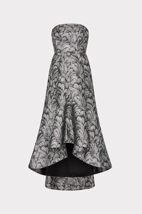 Diana Feather Jacquard Strapless Dress Silver Multi Image 1 of 5