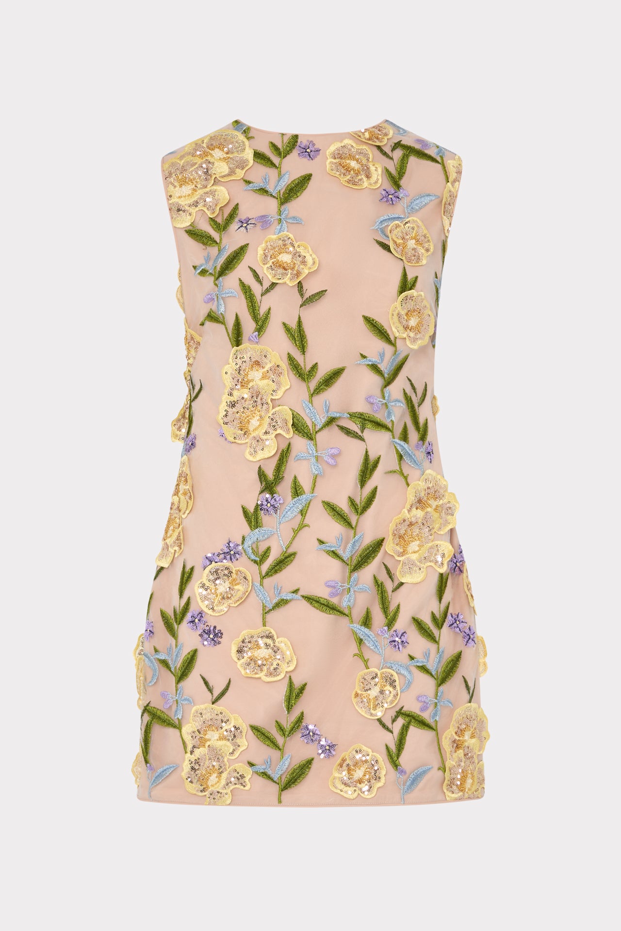 Ivette Embroidered Sequin Mini Dress in Nude Multi | MILLY Ivette Embroidered Sequin Mini Dress in Nude Multi | MILLY