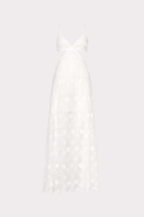 Vivianne 3D Floral Cotton Eyelet Dress White Image 1 of 4
