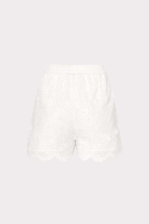 3D Floral Cotton Eyelet Shorts
