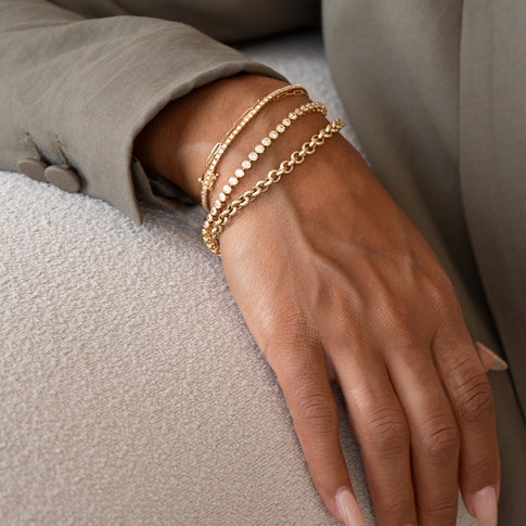 Gold Diamond Bracelet Stack - Multiple Styles Worn Together | MILLY