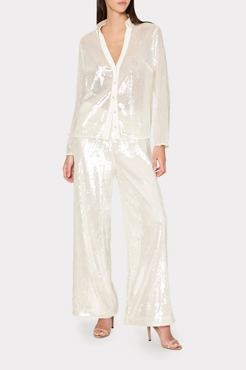 Reed Solid Sequin Pant White Image 2 of 4