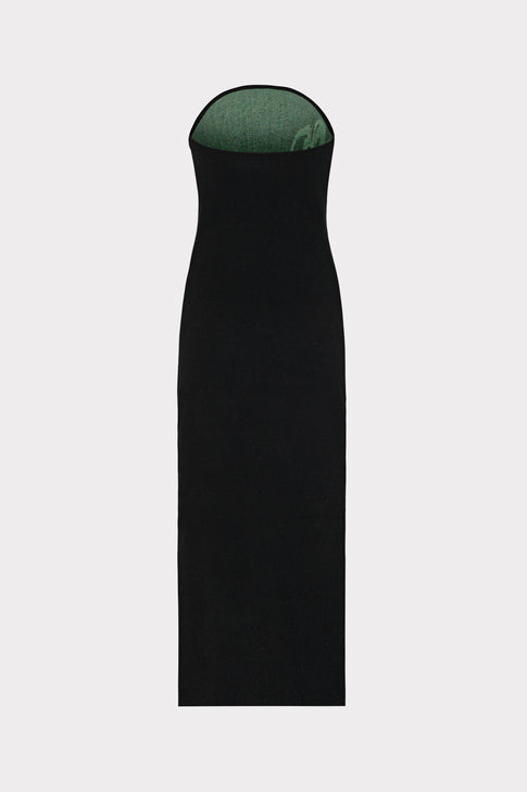 Floral Jacquard Strapless Midi Dress Black Multi Image 4 of 4