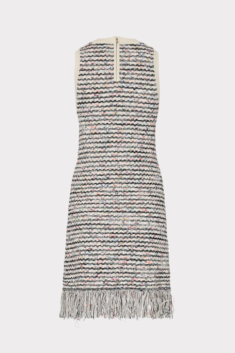 Textured Fringe Knit Mini Dress Ecru Multi Image 5 of 5
