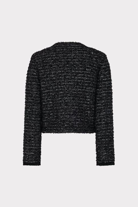 Knit Textured Boucle Cardigan Jacket Black Multi Image 4 of 4