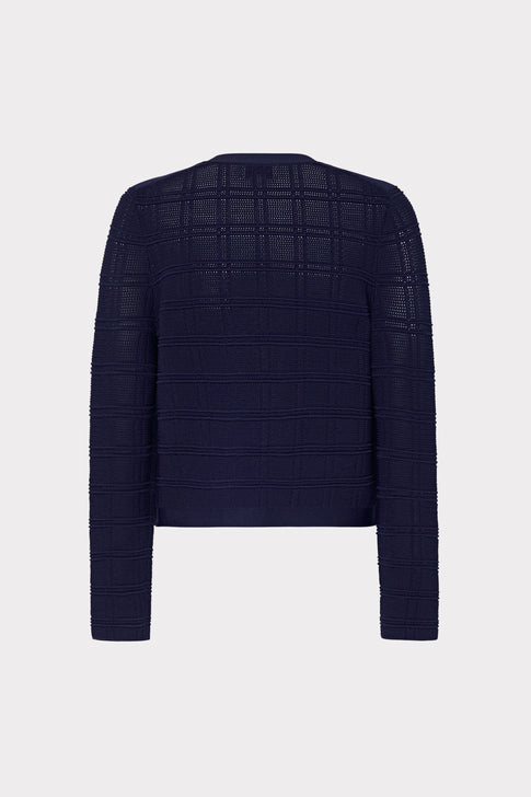 Pointelle Textured Knit Jacket Navy Image 5 of 5