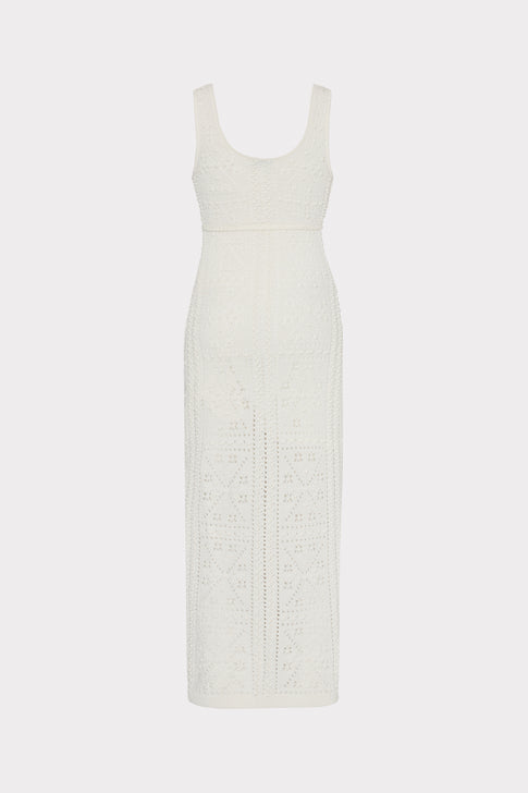 Bubble Pointelle Knit Midi Dress Ecru Image 4 of 4