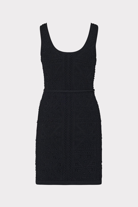 Bubble Pointelle Knit Mini Dress Black Image 4 of 4