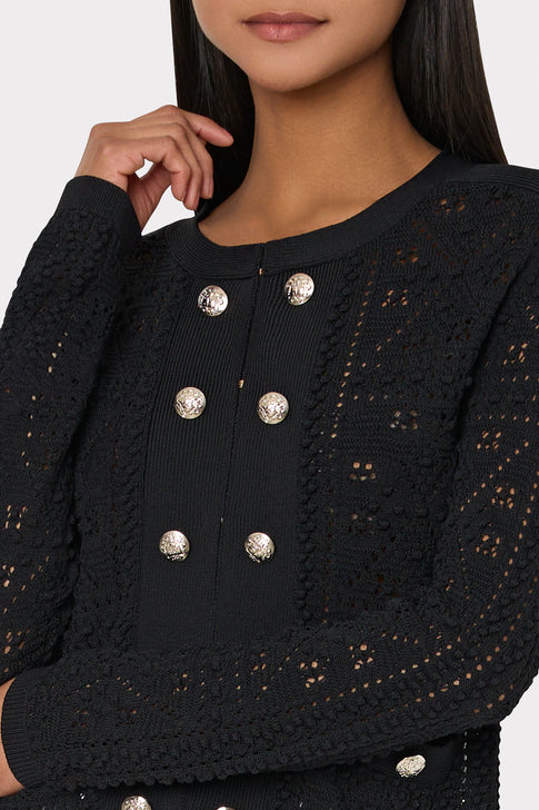 Bubble Pointelle Knit Jacket Black Image 3 of 4